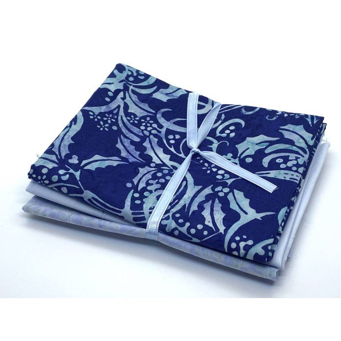 Three Batik Fat Quarters 351C Blue Turquoise Tones